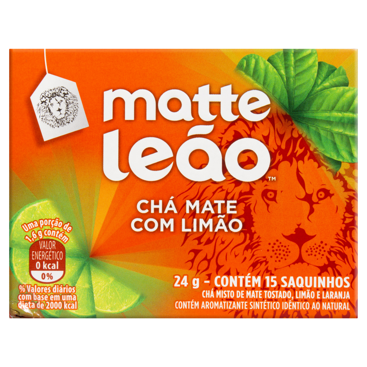 7891098038722 - CHÁ MATE LIMÃO MATTE LEÃO CAIXA 24G 15 UNIDADES