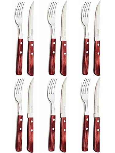 7891112204645 - TRAMONTINA CHURRASCO TABLEWARE STEAK CUTLERY SET, 12 PIECE RED GIFT BOXED