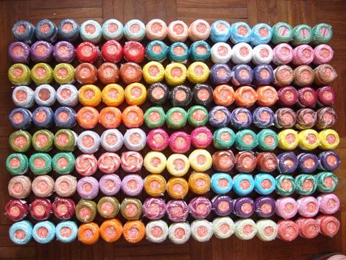 7891113551984 - HUGE LOT 150 BALLS OF RUBI SIZE 8 PERLE/PEARL COTTON THREADS FOR CROCHET, HARDANGER, CROSS STITCH, NEEDLEPOINT HAND EMBROIDERY. BRIGHT COLORS. TOP QUALITY