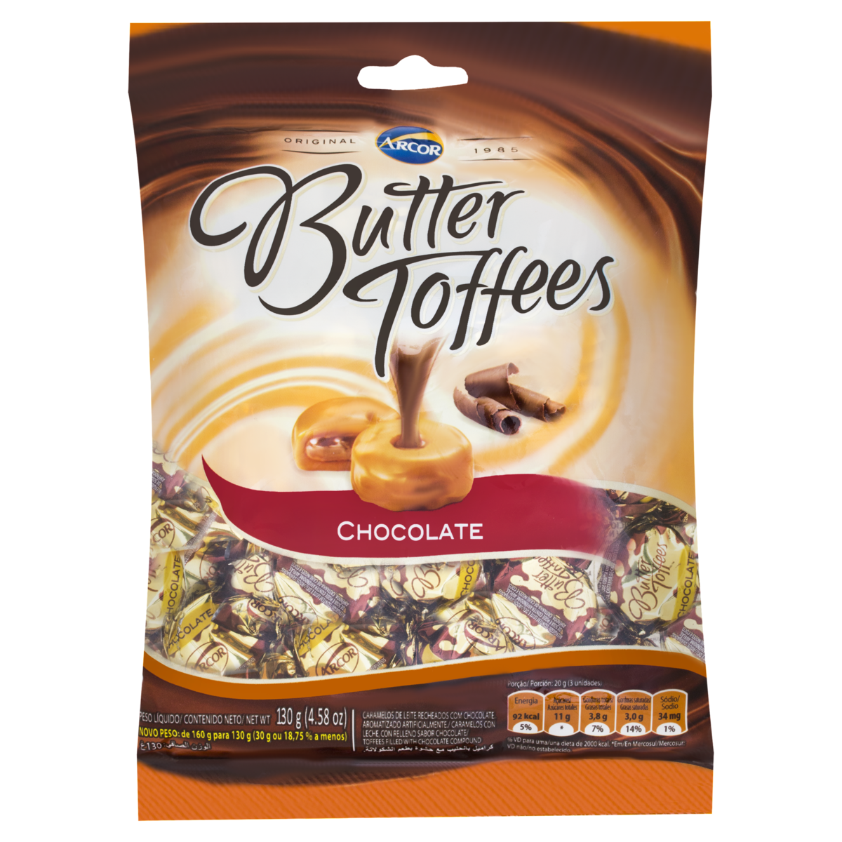 7891118015283 - BALA CHOCOLATE BUTTER TOFFEES PACOTE 100G