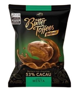 7891118026272 - BALA MENTA RECHEIO CHOCOLATE 53% CACAU BUTTER TOFFEES INTENSE PACOTE 500G