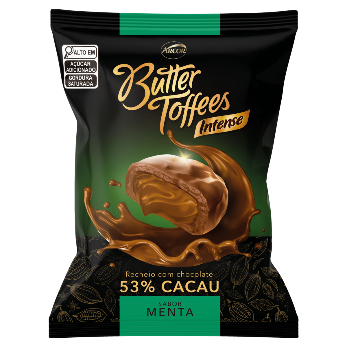 7891118026302 - BALA MENTA RECHEIO CHOCOLATE 53% CACAU BUTTER TOFFEES INTENSE PACOTE 90G