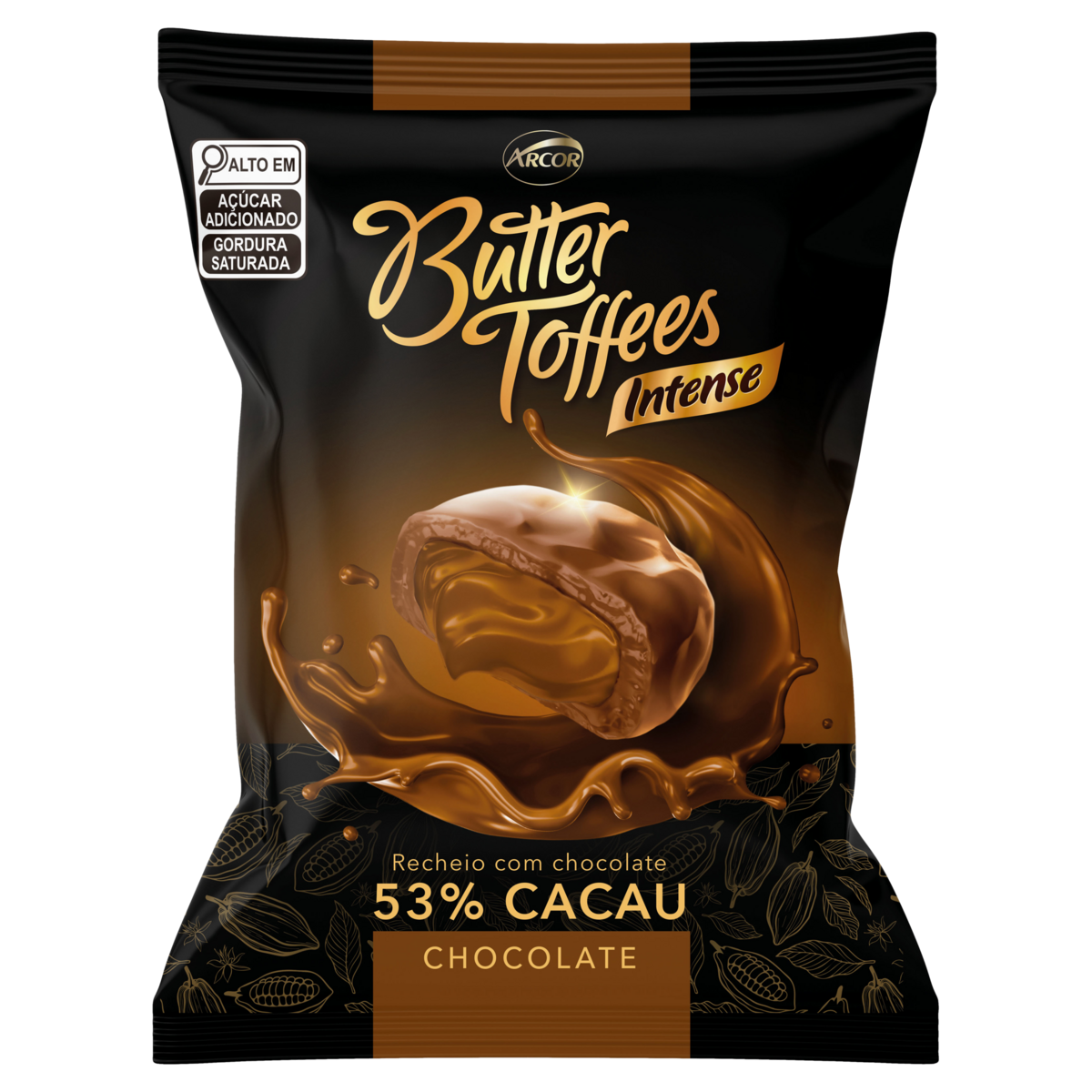 7891118026319 - BALA CHOCOLATE RECHEIO CHOCOLATE 53% CACAU BUTTER TOFFEES INTENSE PACOTE 90G