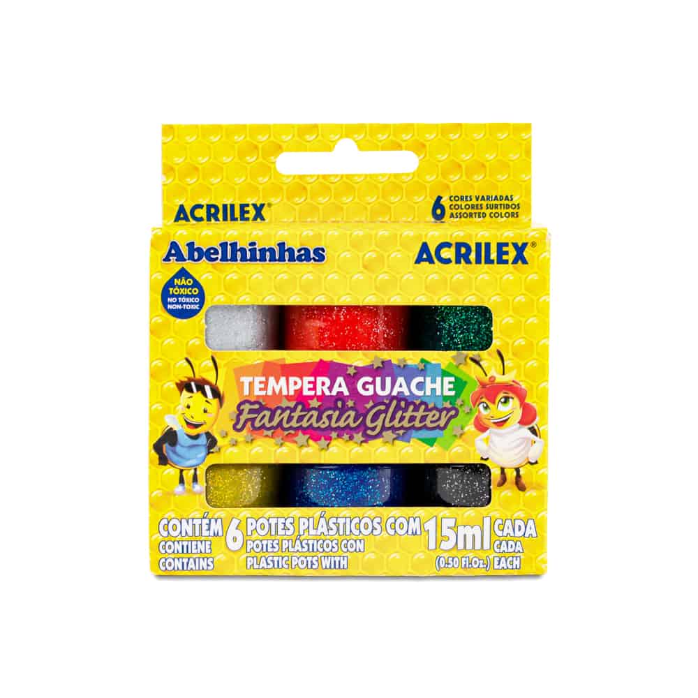 7891153020358 - TINTA GUACHE ACRILEX C/6 C/GLITTER