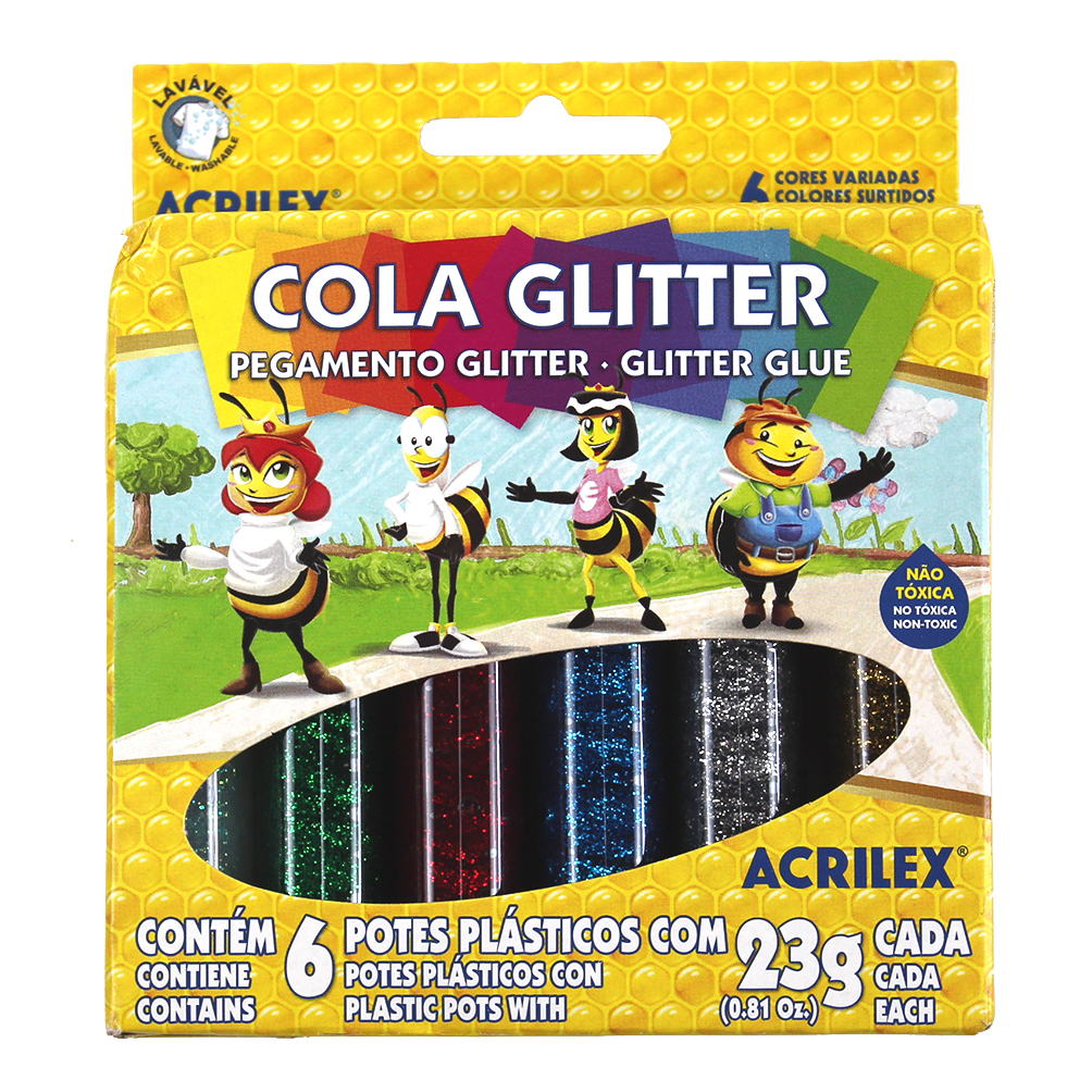 7891153820224 - COLA C/ GLITTER C/6 CORES ACRILEX