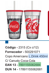 7891155062684 - COPO AMERICANO 450ML LONG DRINK C/CAN COCA COLA