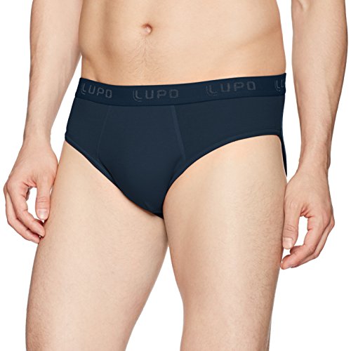 7891186133025 - LUPO MENS ESSENTIAL WAISTBAND COTTON BRIEFS, NAVY BLUE LARGE