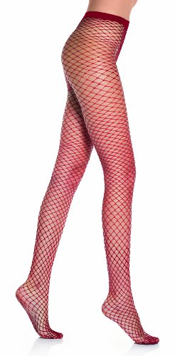 7891186286615 - LUPO WOMENS FASHION FISHNET STOCKINGS, INTENSE RED ONE-SIZE