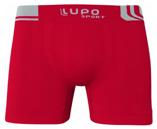 7891186453611 - LUPO MEN'S SEAMLESS MICROFIBER BOXER BRIEFS, RED, LARGE