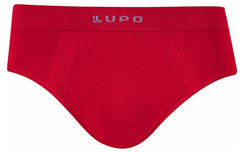 7891186513032 - LUPO MEN'S MICRO MODAL SEAMLESS BRIEFS, RED, LARGE