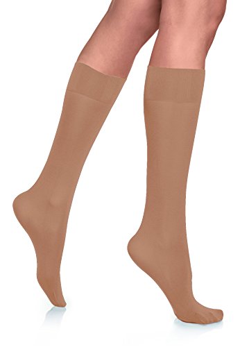 7891186788102 - LUPO LOBA WOMEN'S COMFORT TOP OPAQUE KNEE HIGH SOCKS, ONE-SIZE TILE RED