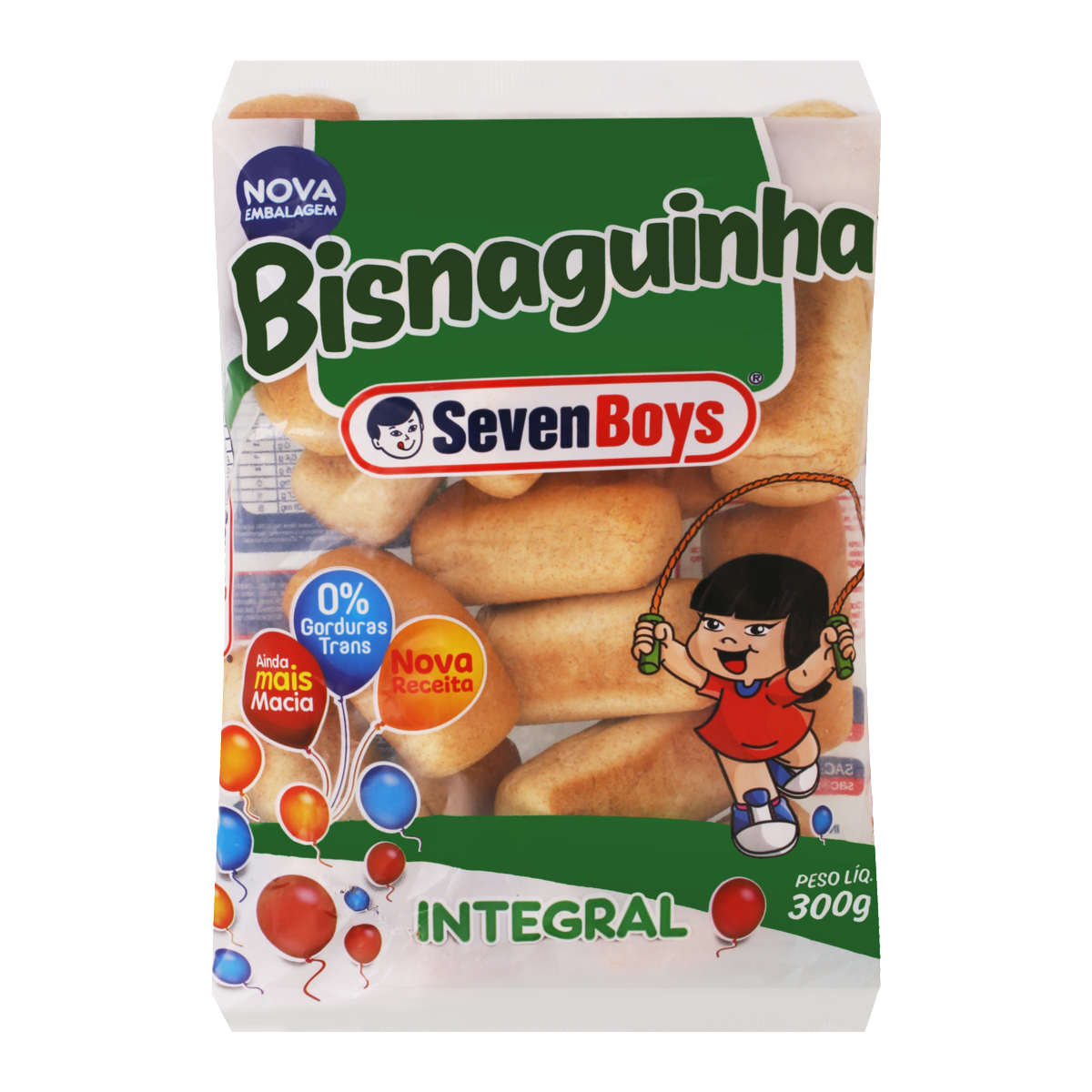 7891193010234 - PÃO BISNAGUINHA INTEGRAL SEVEN BOYS PACOTE 300G