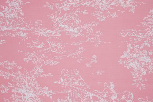 7891234000347 - PANOAH SELF ADHESIVE FABRIC ROLL, 18.5-INCH BY 3.2-FEET, WHITE TOILE ON PINK FABRIC