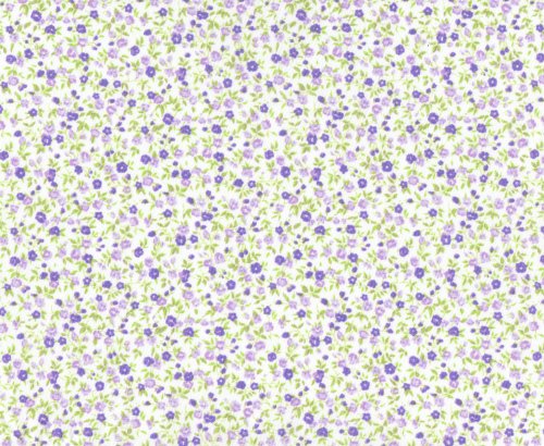 7891234000897 - PANOAH SELF ADHESIVE FABRIC VIOLETS ON WHITE COTTON FABRIC ADHESIVE ROLL, 18.5-INCH BY 3.2-FEET