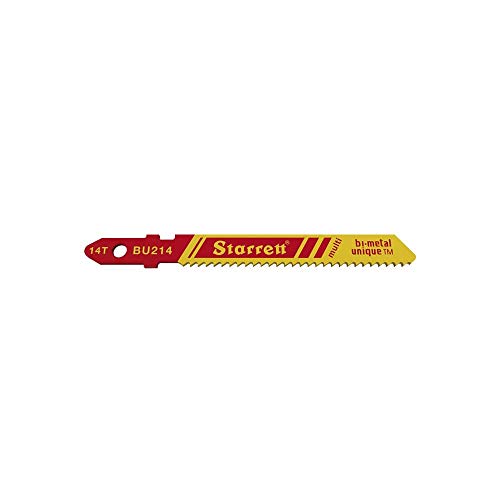 7891265697158 - STARRETT BU214-2 BI-METAL UNIQUE UNIFIED SHANK MULTI PURPOSE WOOD AND METAL CUTTING JIG SAW BLADE, REGULAR TOOTH, 0.040 THICK, 14 TPI, 3 LENGTH X 5/16 WIDTH (PACK OF 2)
