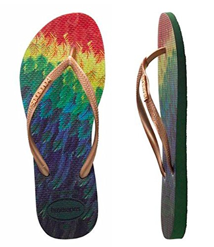 7891266221796 - HAVAIANAS YOUTH SLIM TROPLICAL AMAZONIA FLIP-FLOPS - BLUE/GREEN/YELLOW/RED - SIZE 3/4 YOUTH US (33/34 BR 35/36 EUR) - IMPORTED FROM BRAZIL