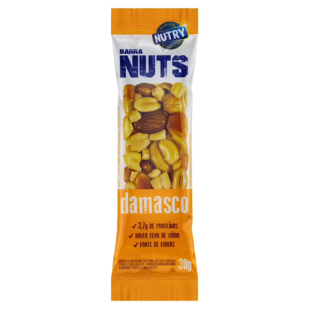 7891331014834 - BARRA DE NUTS DAMASCO NUTRY PACOTE 30G