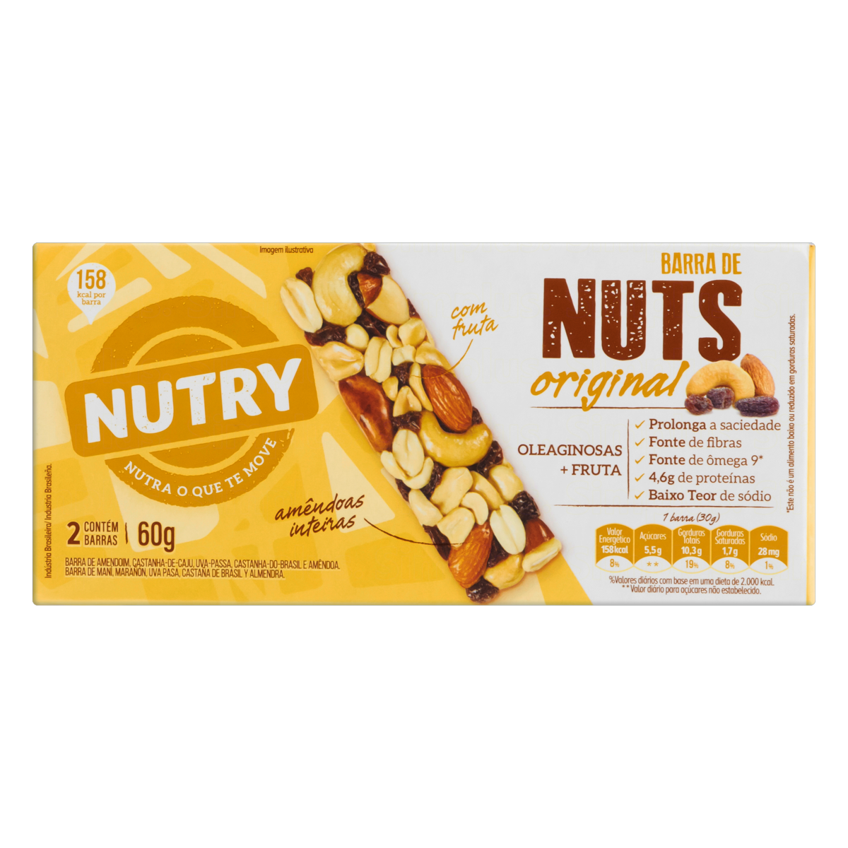 7891331015039 - PACK BARRA DE NUTS ORIGINAL NUTRY CAIXA 60G 2 UNIDADES