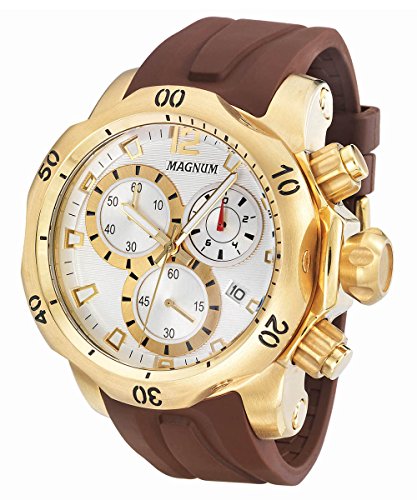 7891511319483 - MAGNUM - GOLD / BROWN STAINLESS STEEL AND SILICONE CHRONOGRAPH ANALOG WATCH - MA33755B