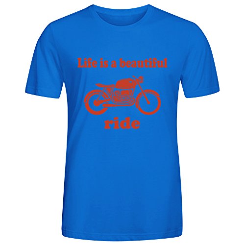 7891662512856 - AMUSING CREW COLLAR BOTTOMING TEE-LIFE IS A BEAUTIFUL RIDE BLUE