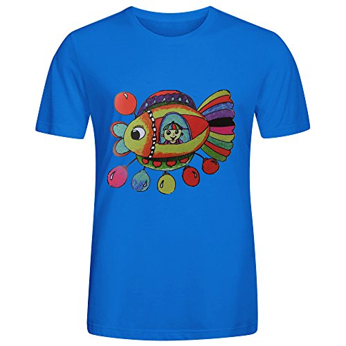 7891662544932 - QUIRKY O-NECK DESIGNED TEE-FLYING FISH BLUE