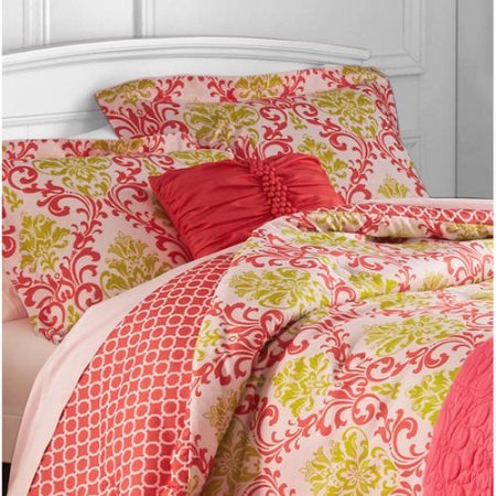 0789185526009 - BETTER HOMES AND GARDENS 3 PIECE KIDS DAMASK BEDDING TWIN COMFORTER SET FOR GIRLS- PINK
