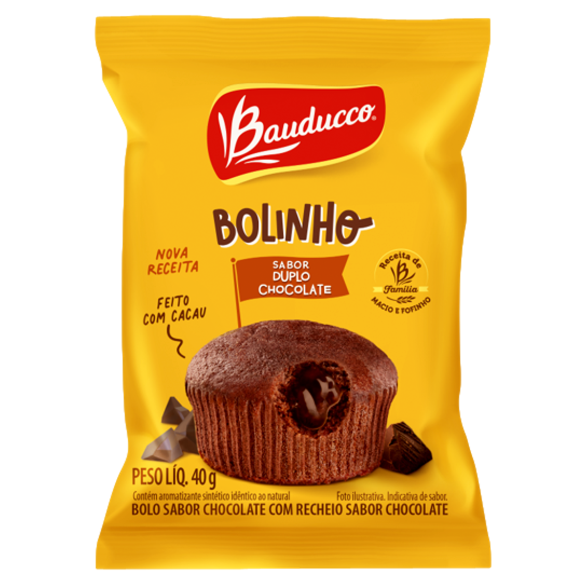 7891962031170 - BOLINHO DUPLO CHOCOLATE BAUDUCCO PACOTE 40G
