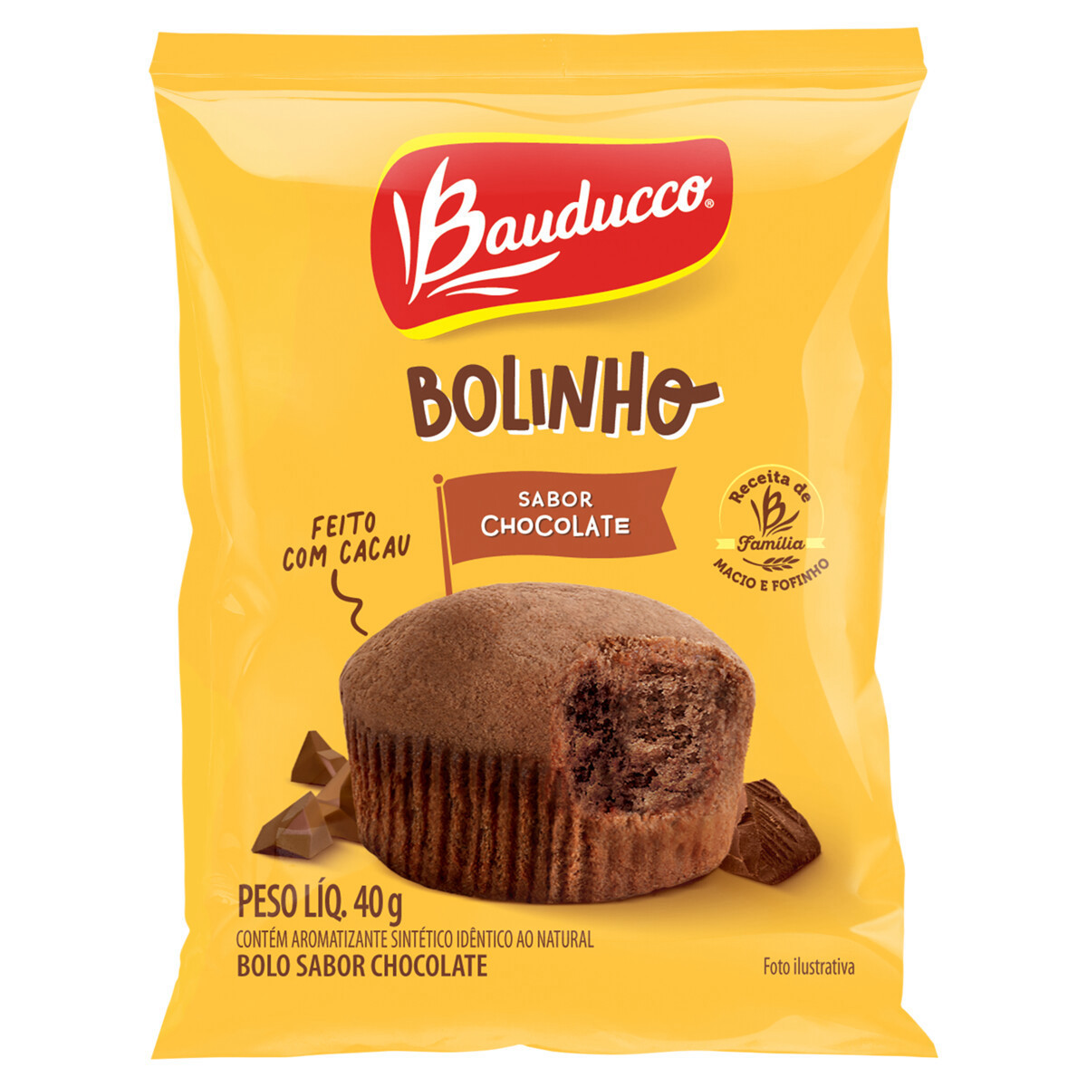 7891962067902 - BOLINHO CHOCOLATE BAUDUCCO PACOTE 40G