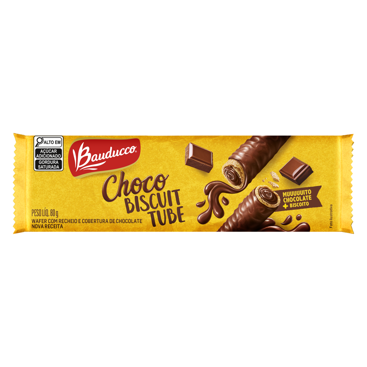 7891962069043 - WAFER BAUDUCCO CHOCO BISCUIT TUBE PACOTE 80G