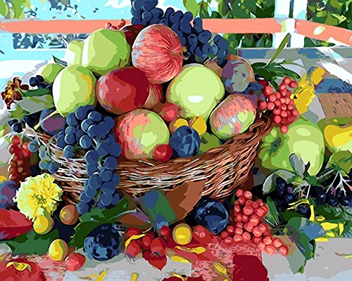 7891982630957 - JYNXOS DIY PAINT BY NUMBER 16 X 20 KIT FRESH FRUIT 2 WITH WOODEN FRAME