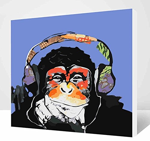 7891982633415 - JYNXOS DIY PAINT BY NUMBER 16 X 20 KIT MUSIC MONKEY 2 WITH WOODEN FRAME