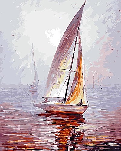 7891982634146 - JYNXOS DIY PAINT BY NUMBER 16 X 20 KIT SAILING BOAT WITHOUT WOODEN FRAME