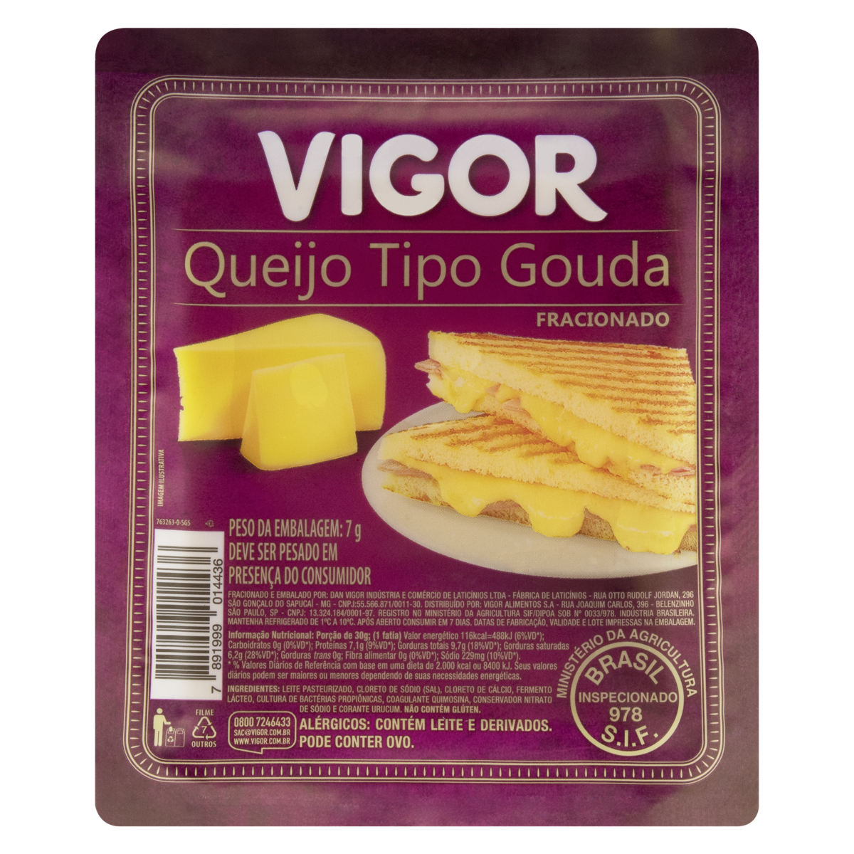 7891999014436 - QUEIJO GOUDA FRACIONADO VIGOR