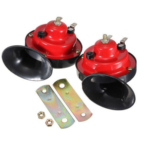 7892138864172 - 2X LOUD SNAIL AIR HORNS SIREN TWIN DUAL TONE FOR CAR BOAT MOTORCYCLE 12V RED