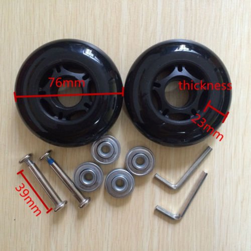 7892138864981 - 75X23MM BLACK LUGGAGE SUITCASE / INLINE OUTDOOR SKATE REPLACEMENT WHEELS WITH ABEC 608ZZ BEARINGS