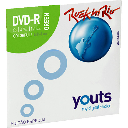 7892141627719 - DVD-R YOUTS 8X COLORFUL VERDE - ROCK IN RIO - MICROSERVICE