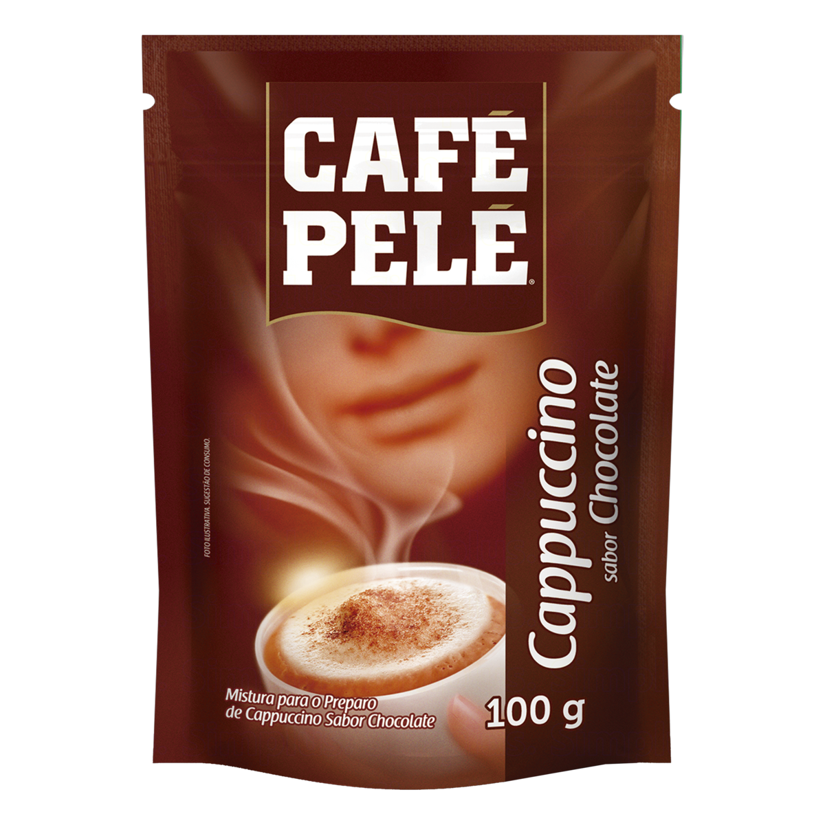 7892222110673 - CAPPUCCINO SOLÚVEL CHOCOLATE CAFÉ PELÉ SACHÊ 100G