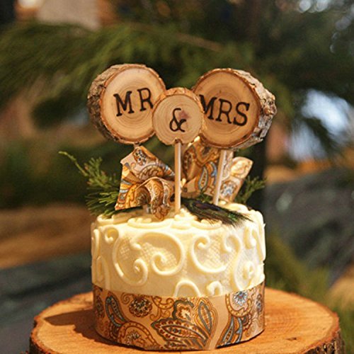 7892584571853 - 3 PCS MR & MRS CAKE TOPPERS RUSTIC WEDDING WOOD DECORATIONS MARIAGE WEDDING DECORATION EVENT PARTY SUPPLIES TOPO DE BOLO