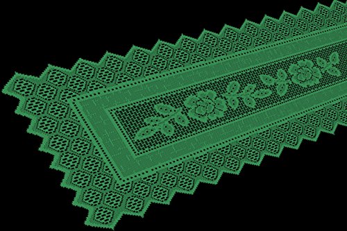 7892774406996 - TABLE RUNNER GREGA DESIGN BRAZILIAN LACE 19X62 INCHES GREEN COLOR 100 PERCENT POLYESTER