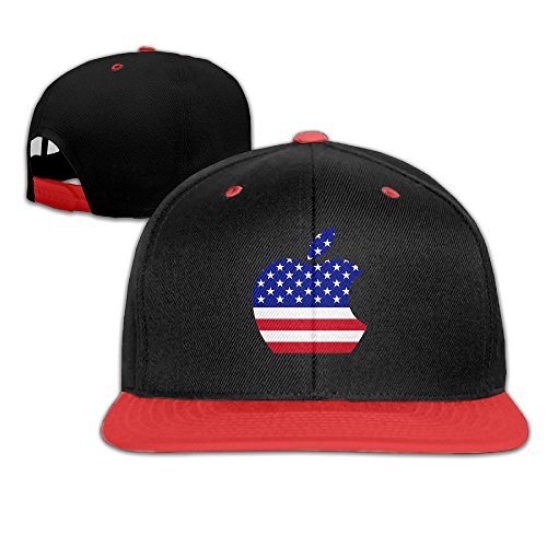 7892820801584 - WYUZHEN KID'S COOL APPLE USA FLAG HIP-HOP SNAPBACK HAT CAPS RED