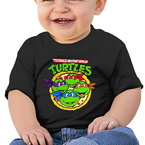 7892820808026 - HZERUI INFANTS &TODDLERS BABY'S TMNT PIZZA PARTY T-SHIRT BLACK 6 M FOR 6-24 MONTHS.