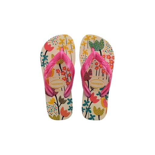 7893249682044 - CHINELO HAVAIANA KIDS FLORES BEGE/ROSA 29/0