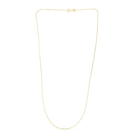 0789325014854 - 14K YELLOW GOLD 0.6MM SHINY CLASSIC BOX CHAIN WITH SPRING RING CLASP, 16”