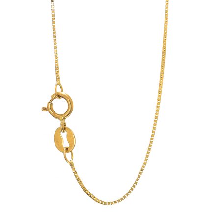 0789325264181 - 10K YELLOW GOLD 0.45MM SHINY BOX CHAIN NECKLACE WITH SPRING RING CLASP- 16” 18” 20”