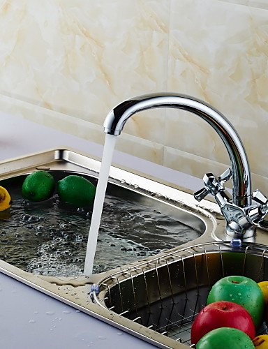 7893266401161 - XXW KITCHEN FAUCETS KALUD CHROME TWO HANDLES HOT AND COLD WATER BRASS BATHROOM KITCHEN FAUCET