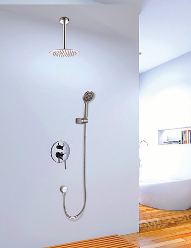 7893266422814 - XXW SHOWERS SETS SHOWER FAUCET CONTEMPORARY CHROME WALL MOUNTED DOUBLE HANDLES BRASS WITH SHOWER HEAD AND HAND SHOWER