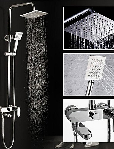7893266424429 - XXW SHOWERS SETS 2016 NEW DESIGN CONTEMPORARY CHROME FINISHED 8 INCH IN WALL SHOWER SET WITH SHOWER HEAD AND HAND SHOWER
