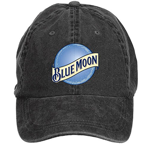 7893302931737 - NUSAJJ BLUE MOON BEER ADULT UNSTRUCTURED 100% COTTON SPORTS HATS DESIGN BLACK ONE SIZE