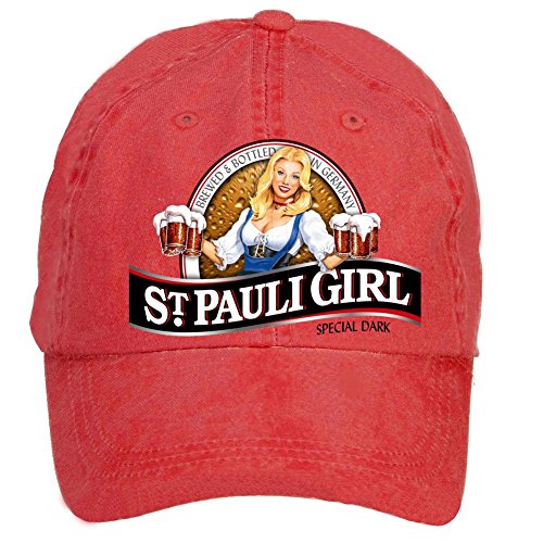 7893302934271 - NUSAJJ ST. PAULI GIRL BEER LOGO ADULT UNSTRUCTURED 100% COTTON BASEBALL CAPS DESIGN RED ONE SIZE