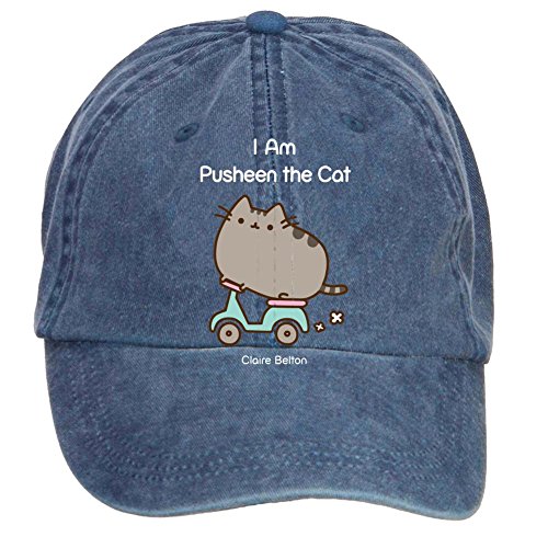 7893302934547 - NUSAJJ I AM PUSHEEN THE CAT ADULT UNSTRUCTURED 100% COTTON SPORTS HATS DESIGN NAVY ONE SIZE
